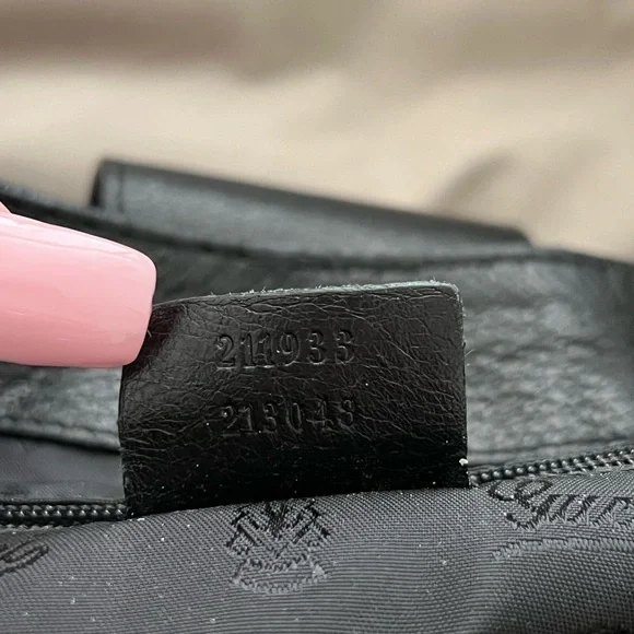 💎AUTHENTIC GUCCI GUCCISSIMA LARGE BLACK LEATHER BAG WITH GOLD HARDWARE💎 - Picture 12 of 14